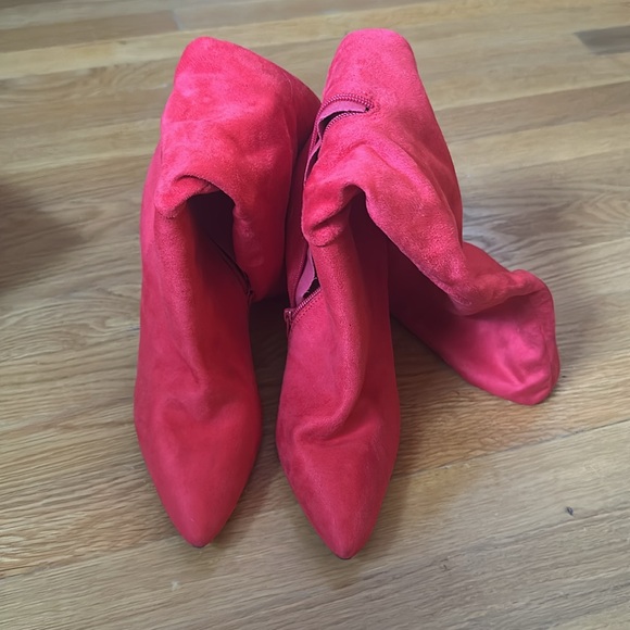 Never Worn- Red Suede Boots- Size 10- comes with original box - Picture 4 of 5